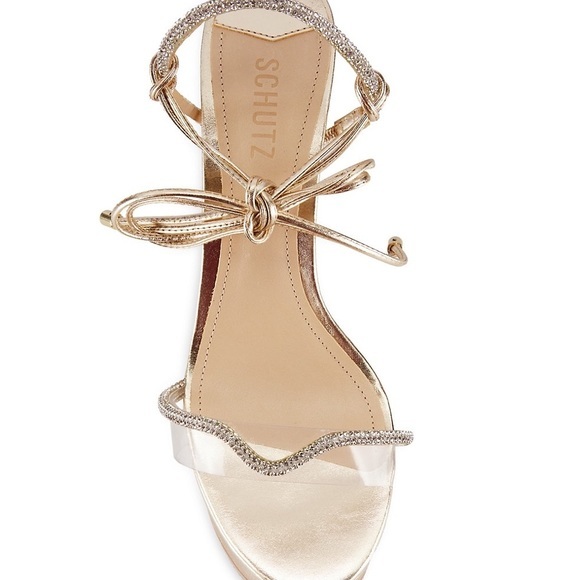 ‼️NEW $158.00 SCHUTZ Cath Crystal-Embellished Platform Sandals - Picture 2 of 12